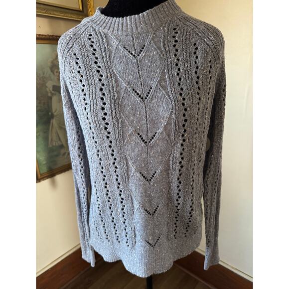 Spartina 449 Sweaters - NWT Spartina 449 Shelby Pullover Denim Blue Pointelle Linen Sweater S